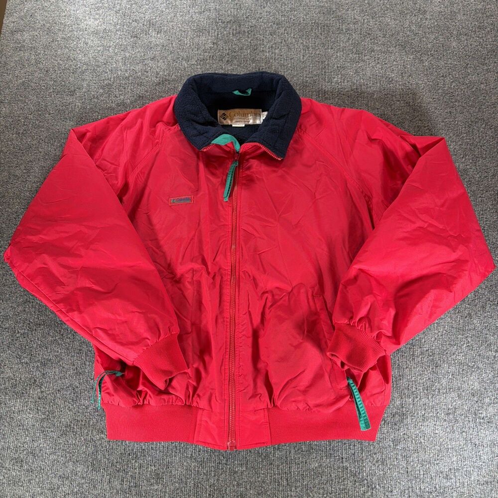 Vintage Columbia Sportswear Radial Sleeve Fleece Lined Jacket Men's XL Red Teal